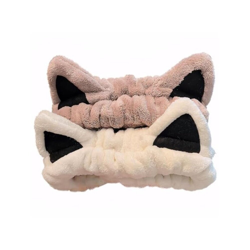 Cute Cat Ears Headband 2 Pack for Skincare Spa Makeup